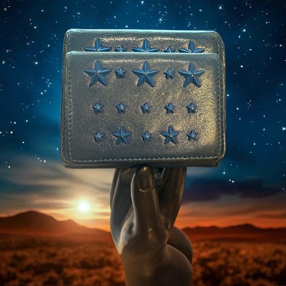 Jimmy Choo Nemo Mixed Stars Electric Blue Compact Wallet - Picture 1 of 10